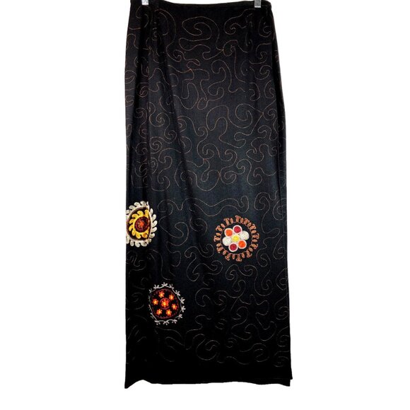 L Maria Di Ripabianca Cashmere Silk Wrap Skirt Floral Medallion Embroidery Fall - Picture 1 of 5